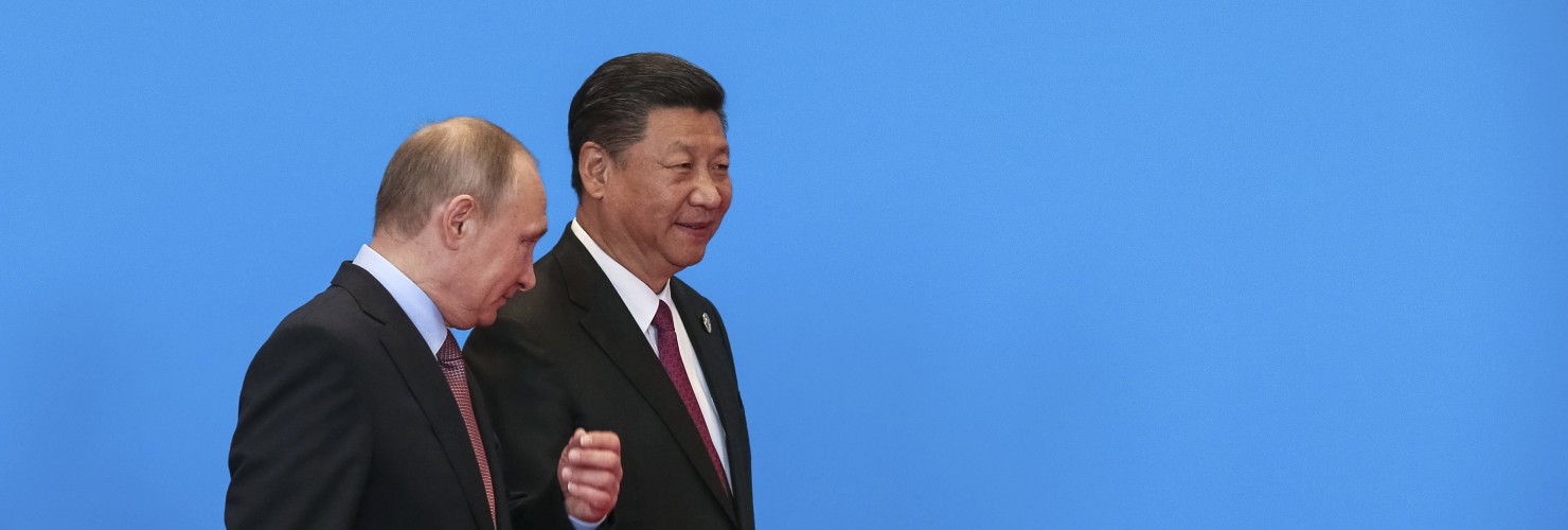 Chinese President Xi Jinping (R) walks with Russian President Vladimir Putin (L) during the welcome ceremony at Yanqi Lake during the Belt and Road Forum, in Beijing, China, 15 May 2017. The Belt and Road Forum runs from 14 to 15 May, which is expected to lay the groundwork for Beijing-led infrastructure initiatives aimed at connecting China with Europe, Africa and Asia.