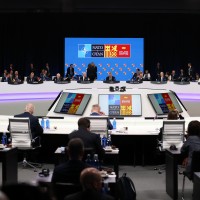 A general view of hall during the last day of the NATO Summit in Madrid, Spain on June 30, 2022. 