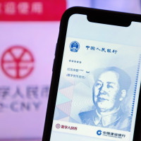 A mobile phone displays a E-CNY currency interface in Yichang, Hubei Province, Feb 9, 2022.