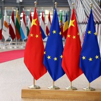 Flags of the EU, China, and EU member states