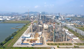 An aerial photo taken on September 17, 2021 shows the construction site of Qingdao Refinery and Chemical Hydrogen Energy Base project in Qingdao, Shandong Province, China. 